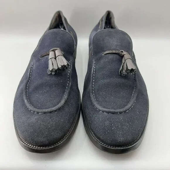 Fratelli Rossetti Brera Men Size 12 Shoes Navy Blue Suede Slip-On Tassel Loafers - Picture 2 of 11